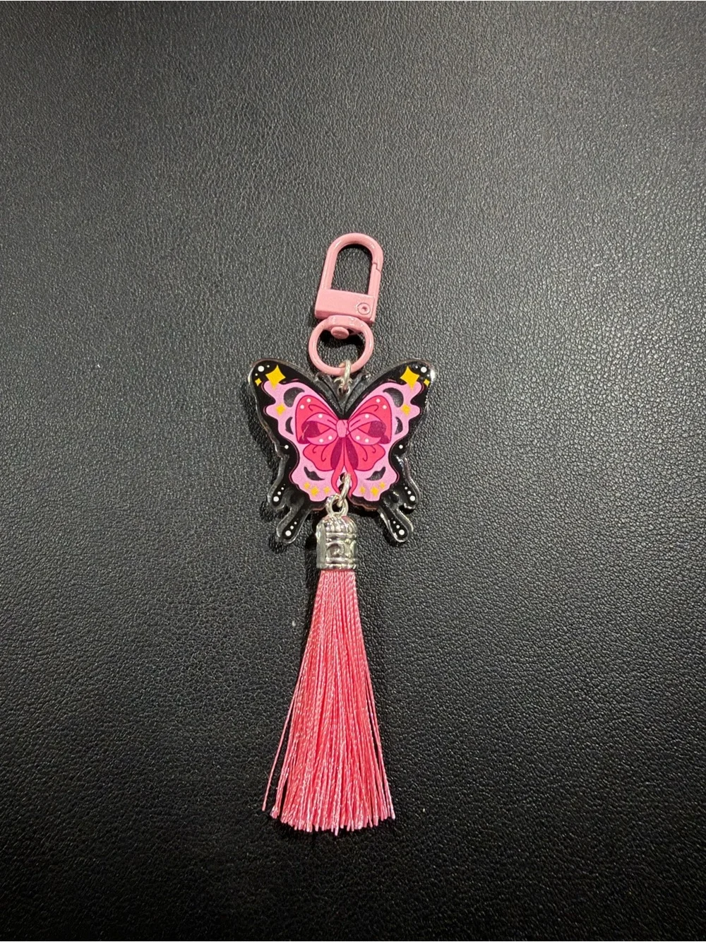 Pink Butterfly Tassel Keychain